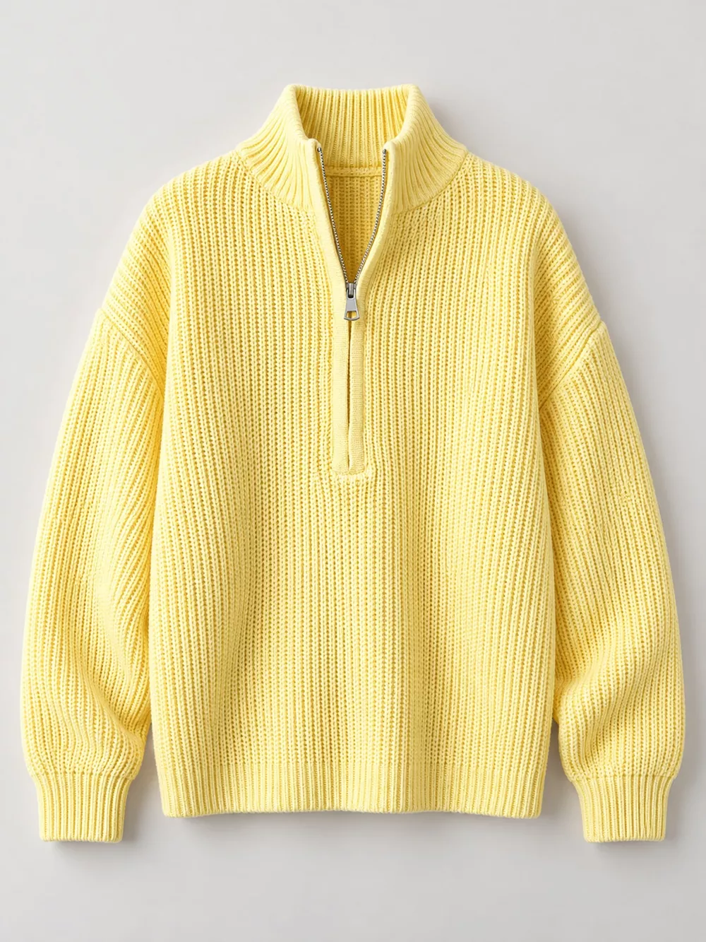 Full Size Half Zip Dropped Shoulder Sweater Plus Size, image 5