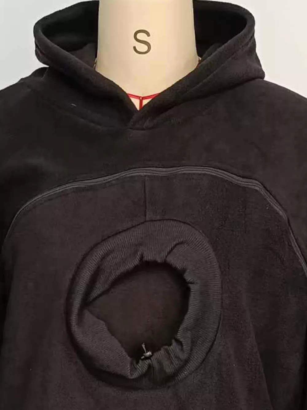 Full Size Fleece Pet-Carrying Hoodie with Cat Pouch Plus Size, image 5