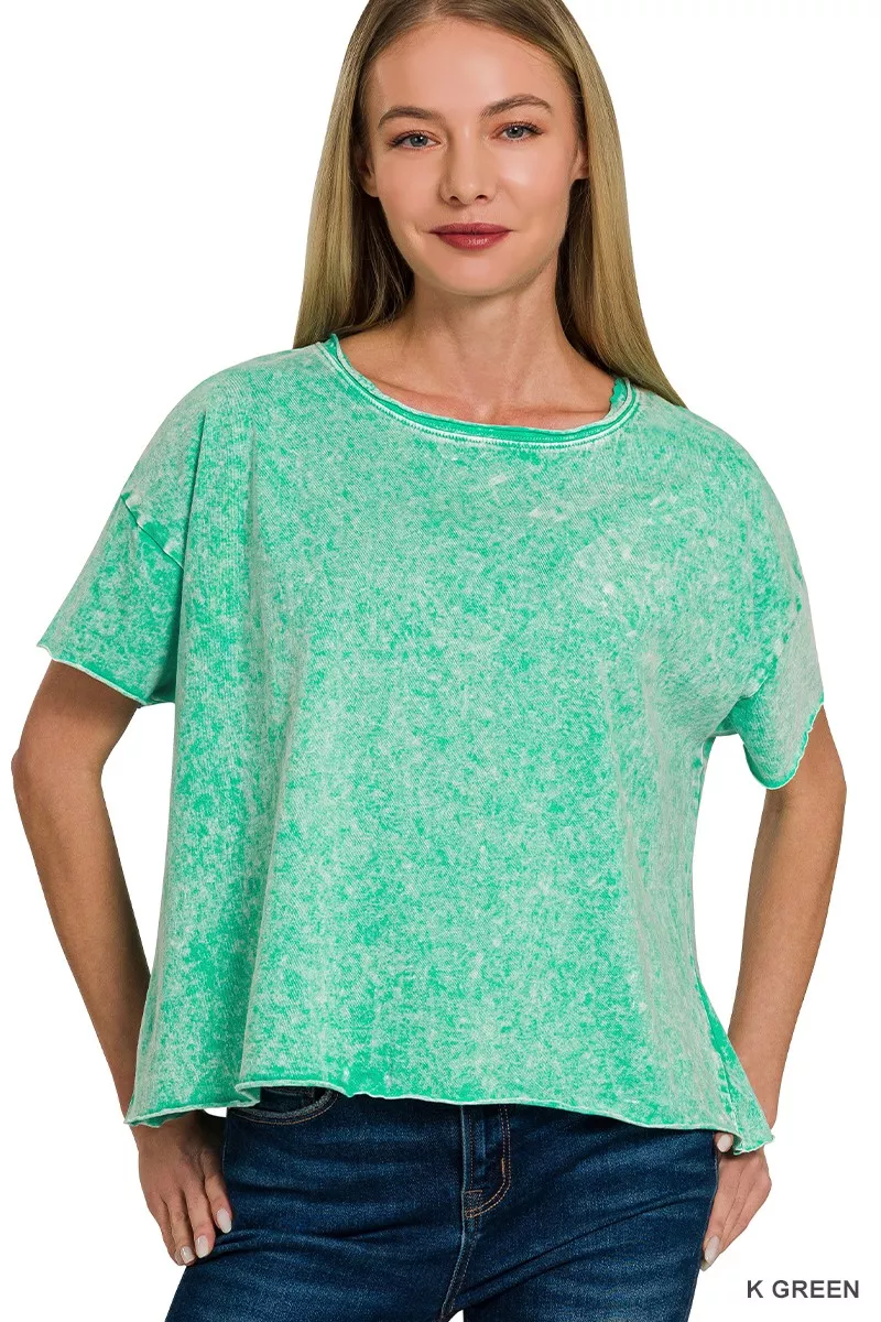 Halo Washed Cotton Short Sleeve Top
