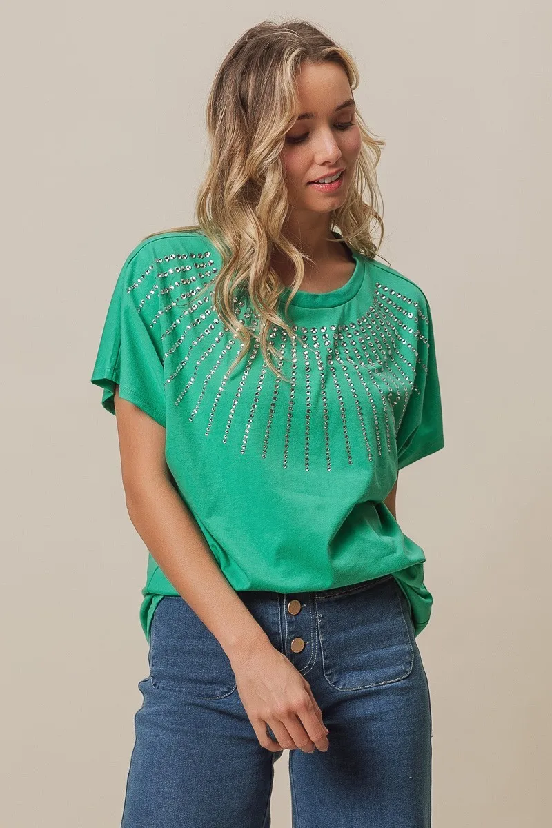 Rhinestone Beaded Short Sleeve Top, image 6