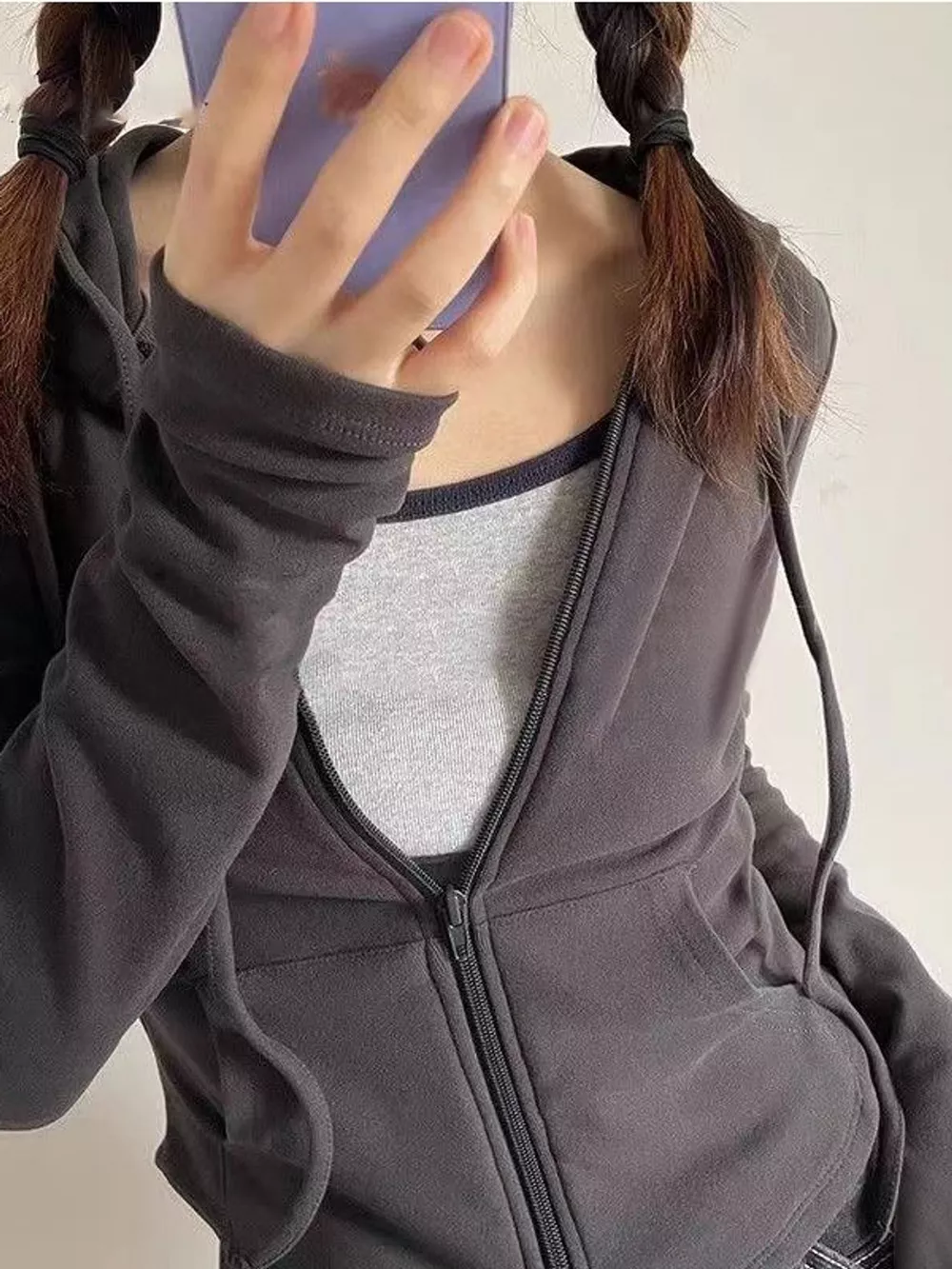 Drawstring Zip-Up Slim Fit Hoodie, image 14