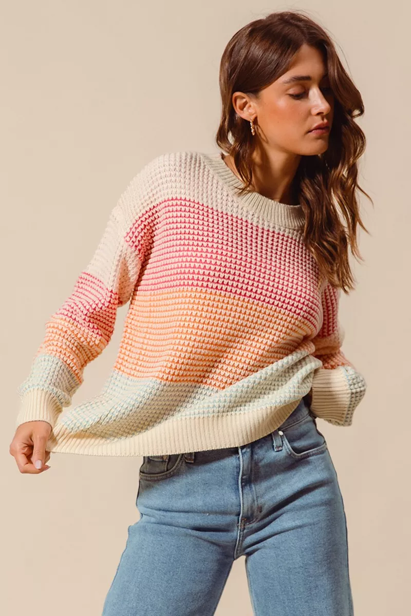Multi Color Block Long Sleeve Sweater, image 8