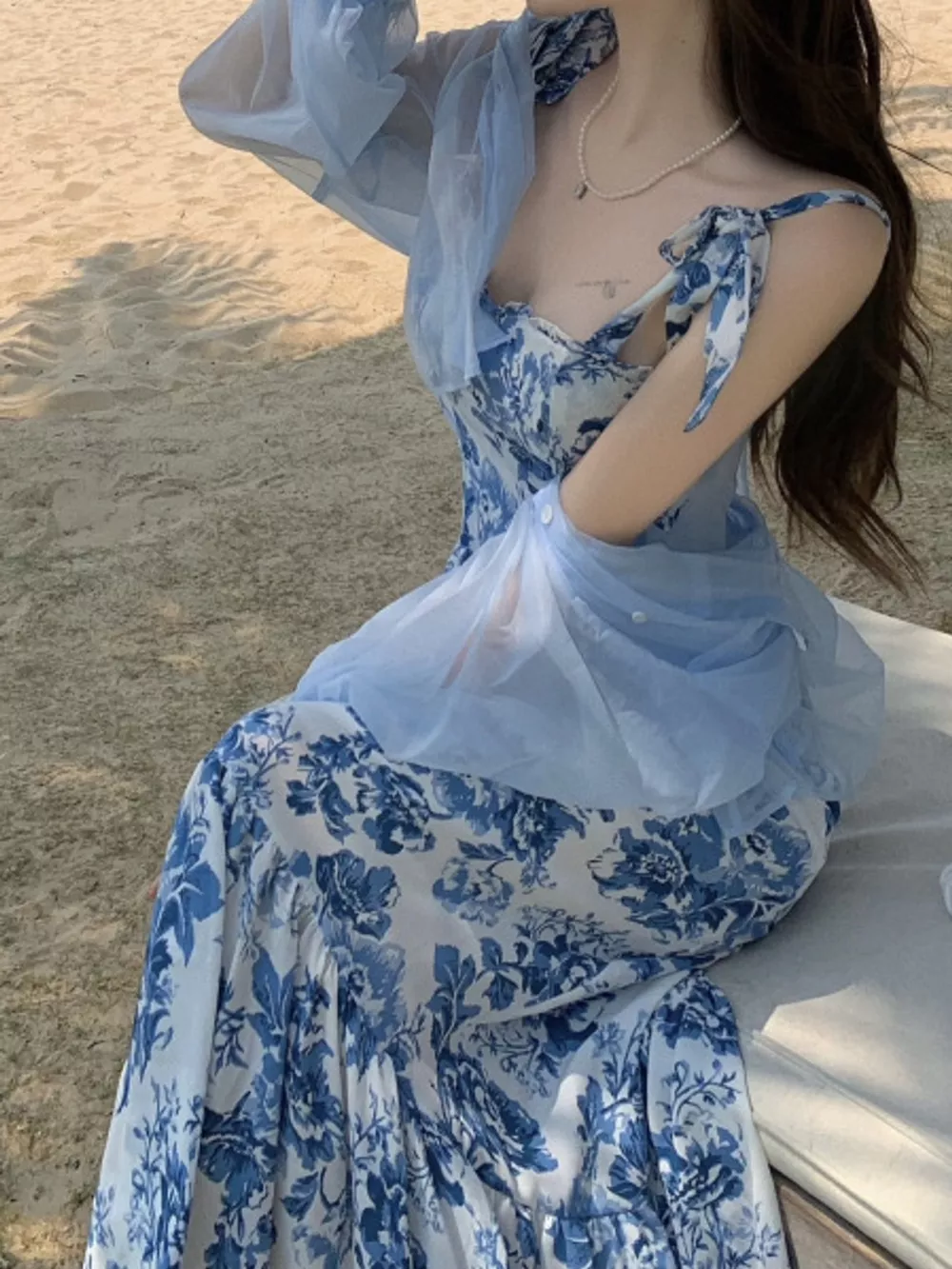 Floral Print Tie-Strap Midi Dress, image 2