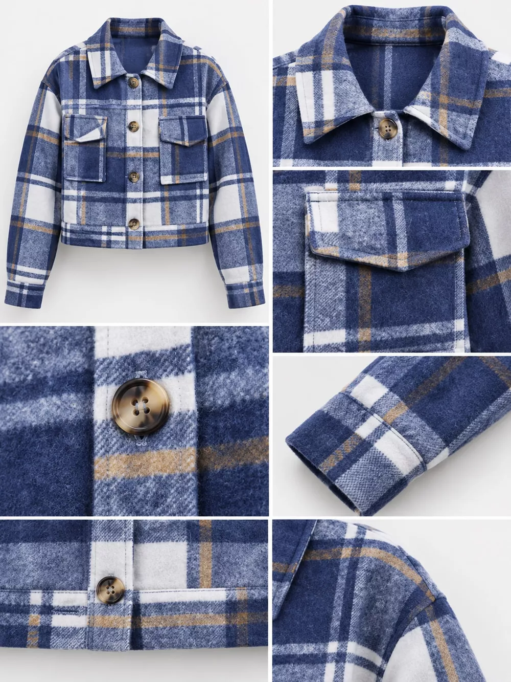 Plaid Button-Front Cropped Jacket, image 42