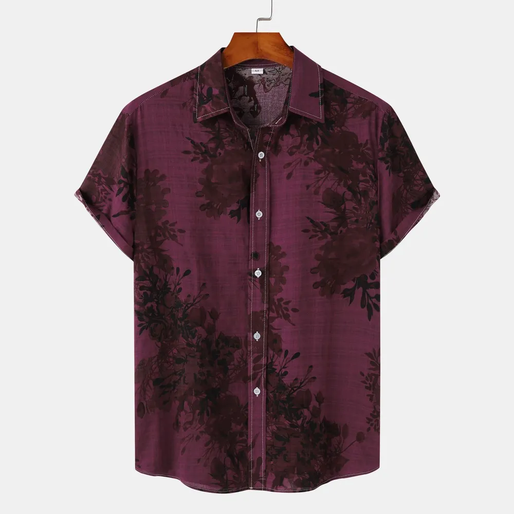 Men's Plus Size Printed Short Sleeve Button Down Casual Shirt, image 7