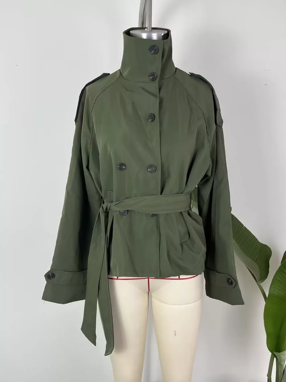 Full Size Double-Breasted Belted Trench Outerwear Plus Size, image 13