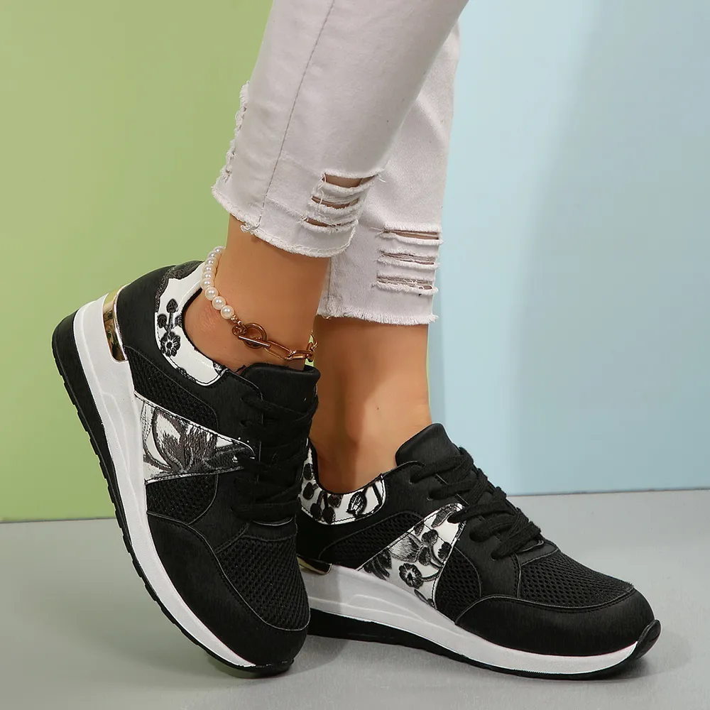 Floral Mesh Wedge Athletic, image 8