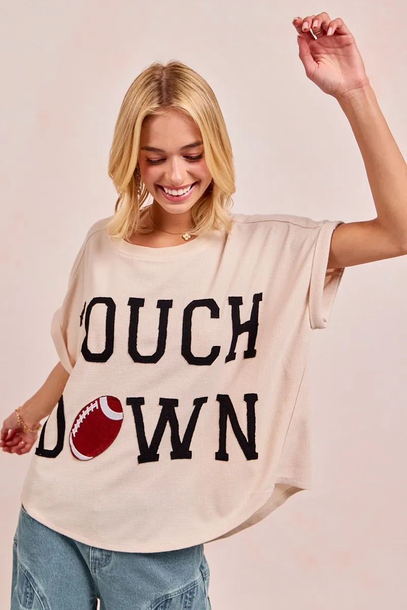 Game Day Touchdown Letter Patches Waffle Short Top, image 11
