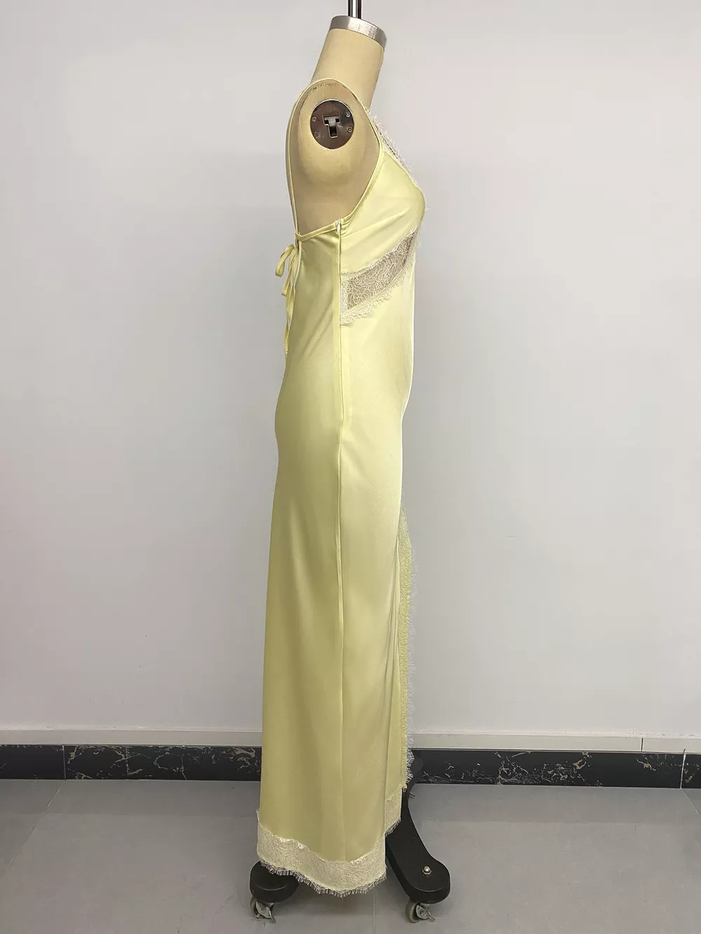Lace Trimmed Slit Midi Dress, image 8