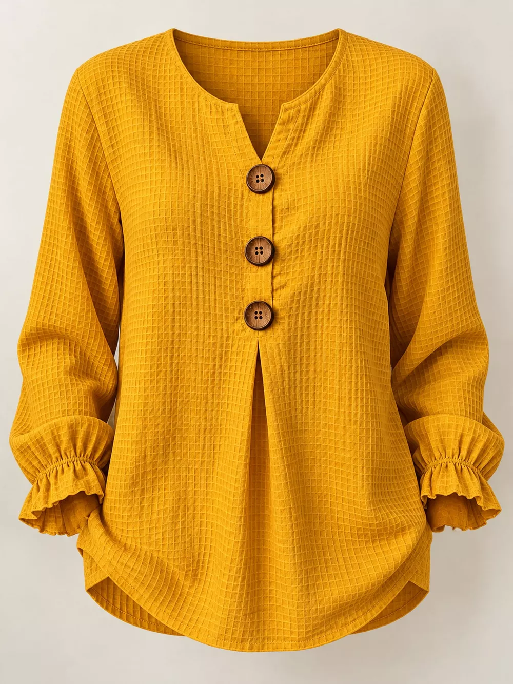 Full Size Waffle Knit Flounce Sleeve Blouse Plus Size, image 20