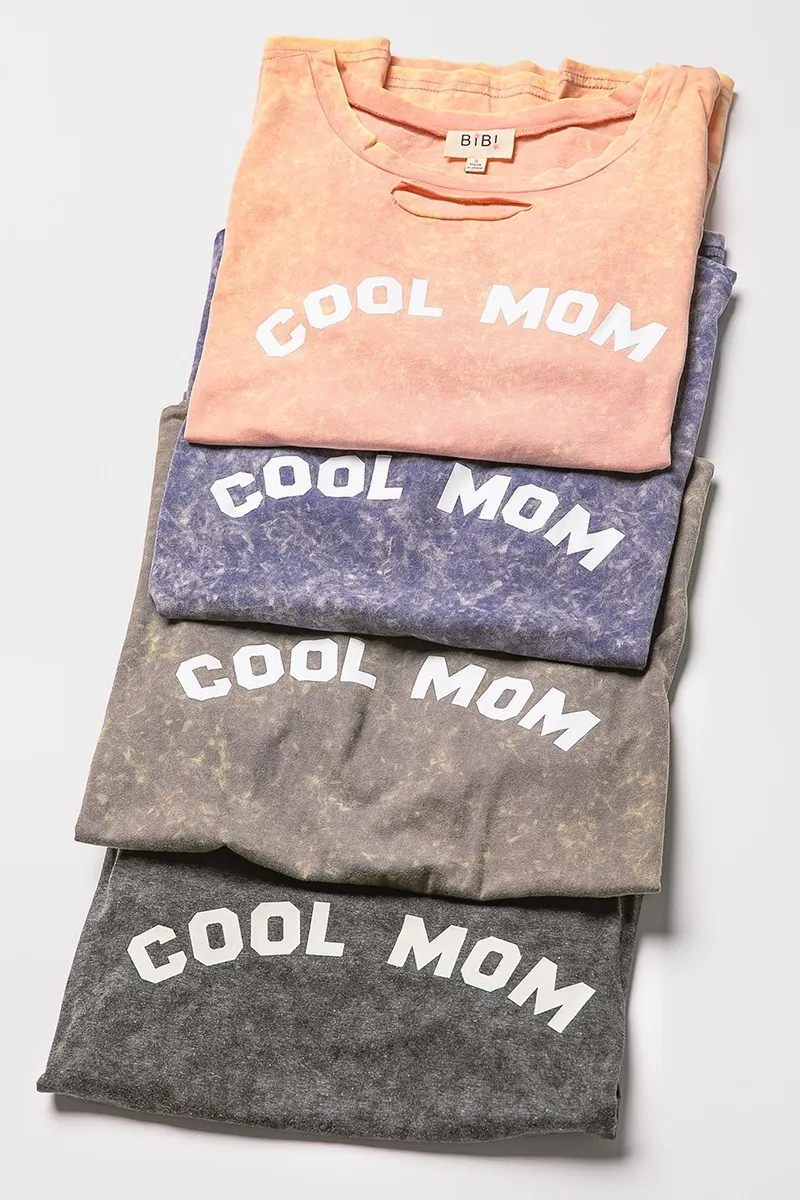 Washed Laser Cut Detail Cool Mom Print Top, image 9