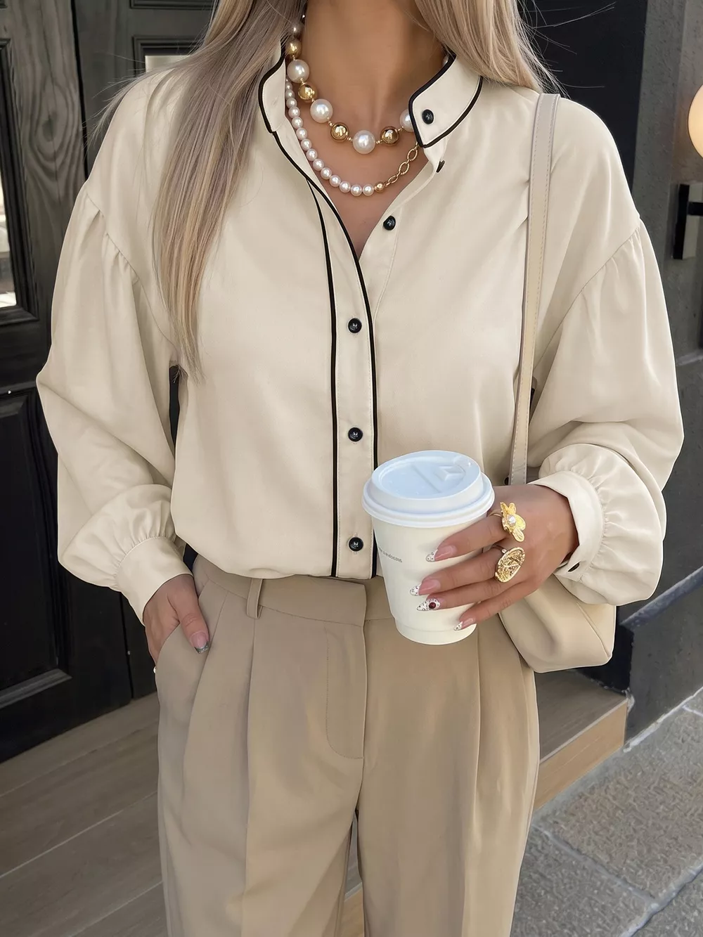 Contrast Trim Long Sleeve Shirt, image 4