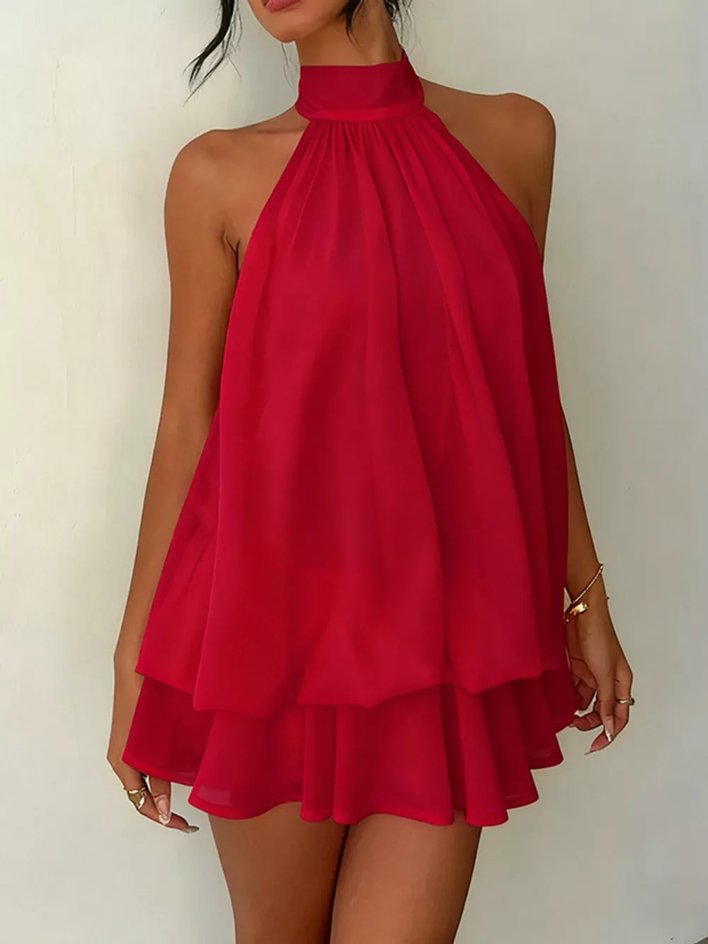 Halter Neck Ruched Mini Dress, image 53