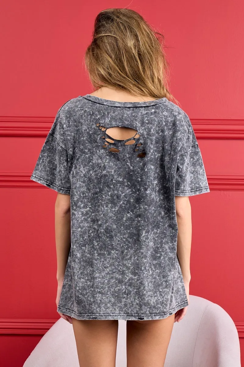 4th Of July Theme Mineral Washed Laser Cut Top, image 5
