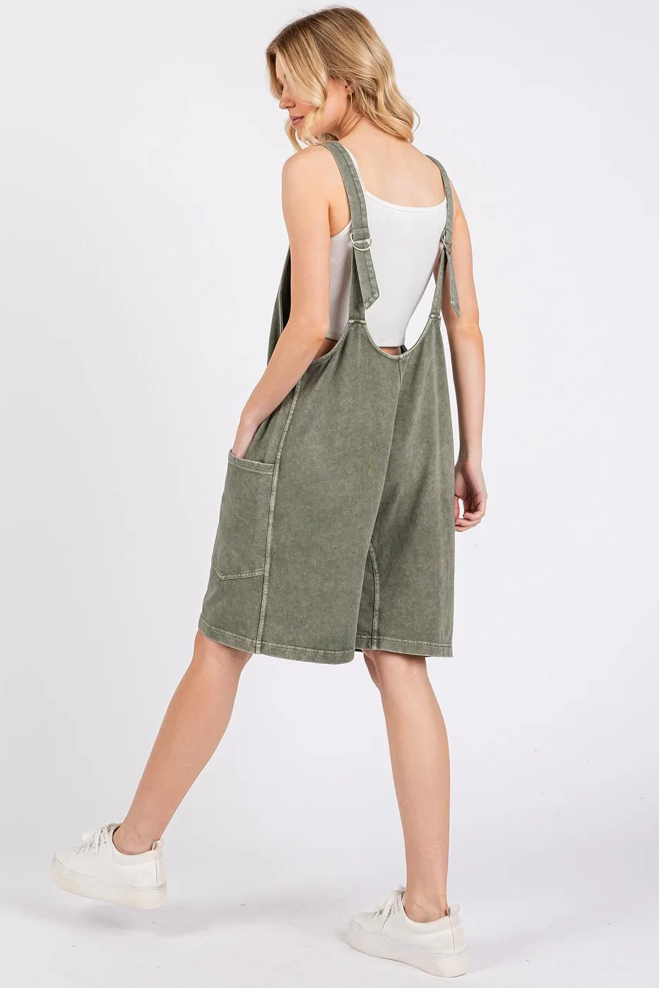 Low Scoop Neck Tank Washed French Terry Romper, image 8