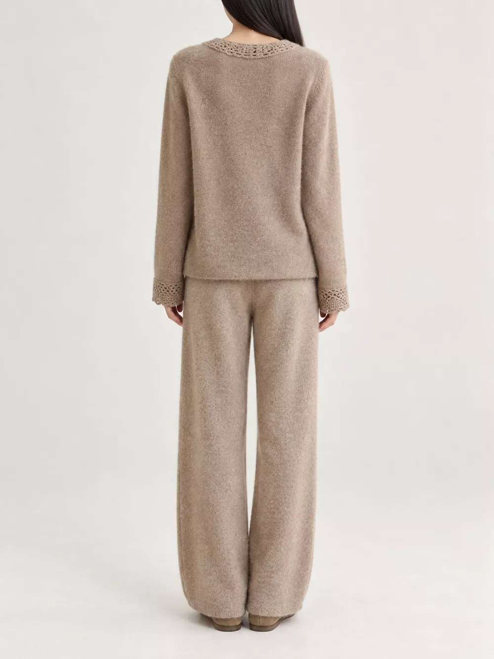Lace-Collar Button Down Knit Cardigan, image 12