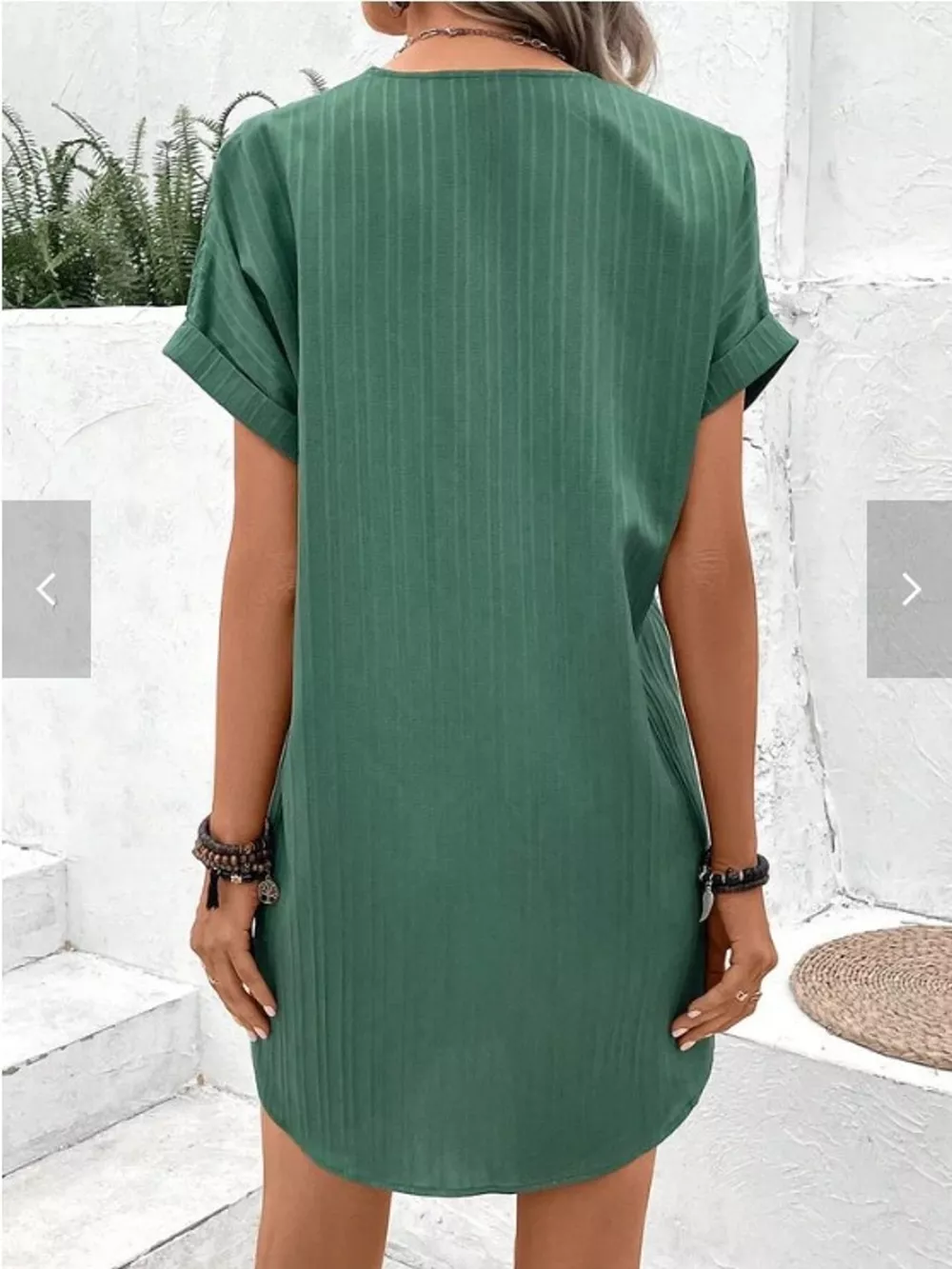 Full Size V-Neck Short Sleeve Midi Dress Plus Size, image 4