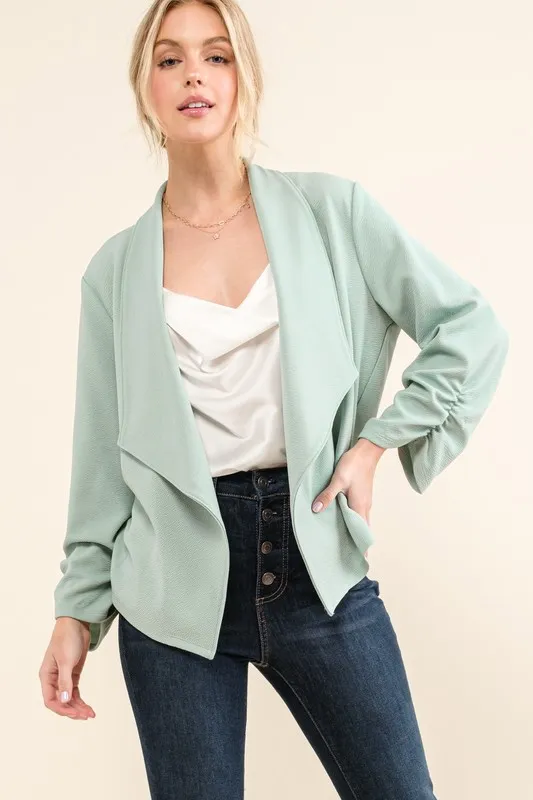 Stretch Non-Wrinkled Basic Open-Front Blazer, image 6