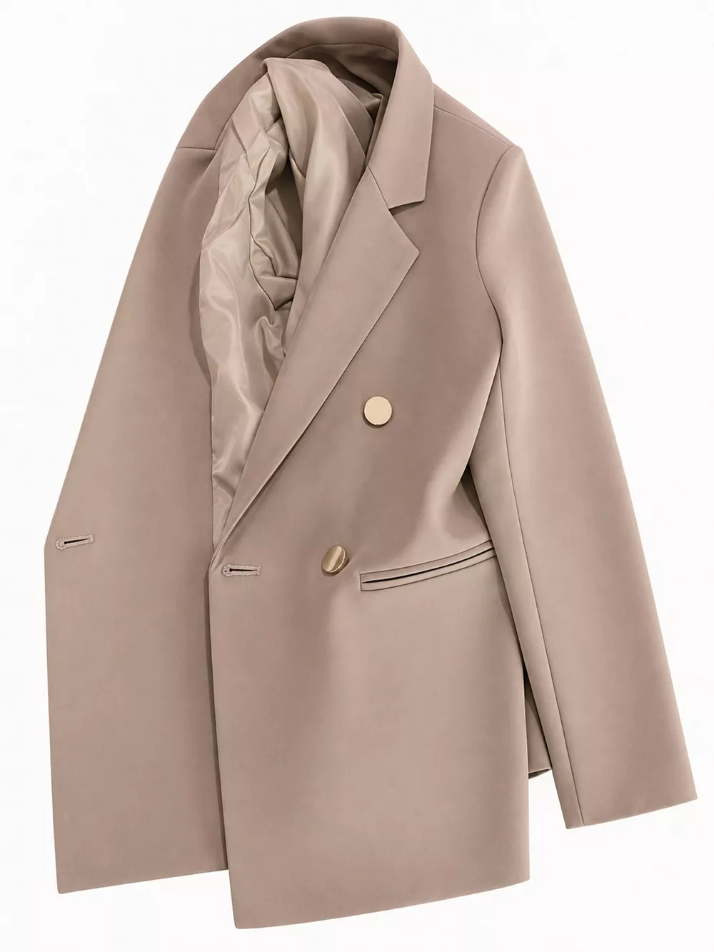 Full Size Minimalist Double-Breasted White Blazer Plus Size, image 46
