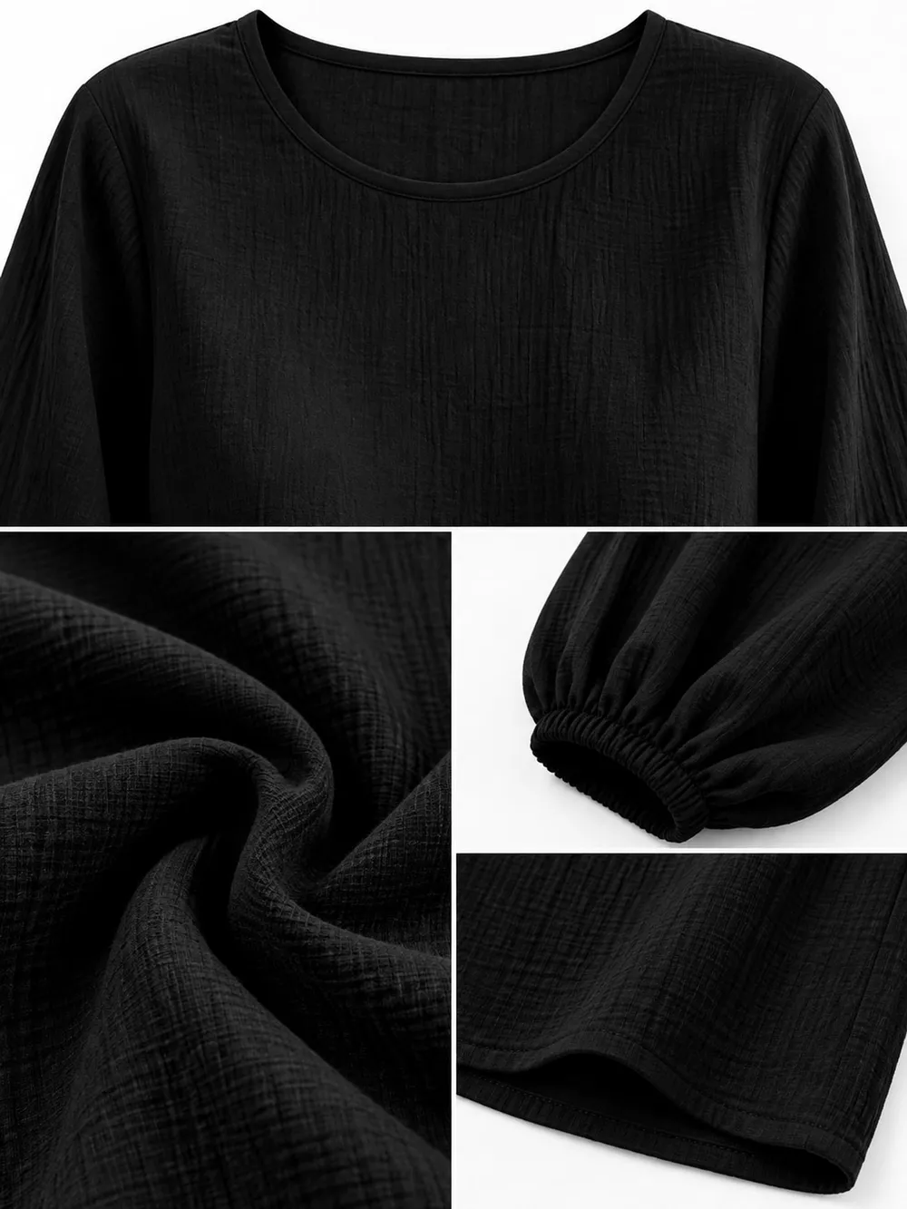 Full Size Elasticated Cuffs Long Sleeve Blouse Plus Size, image 9
