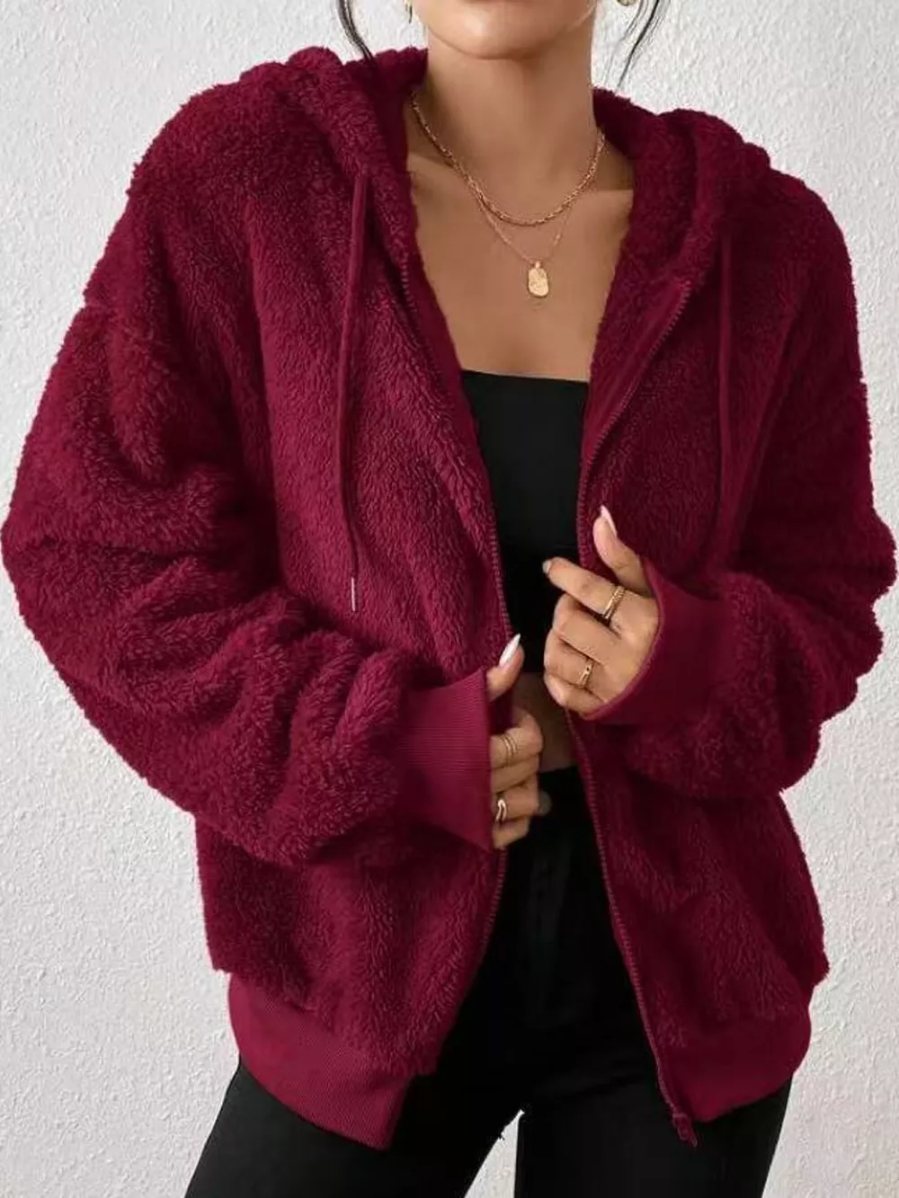 Fleece Zip-Up Hooded Jacket, image 8