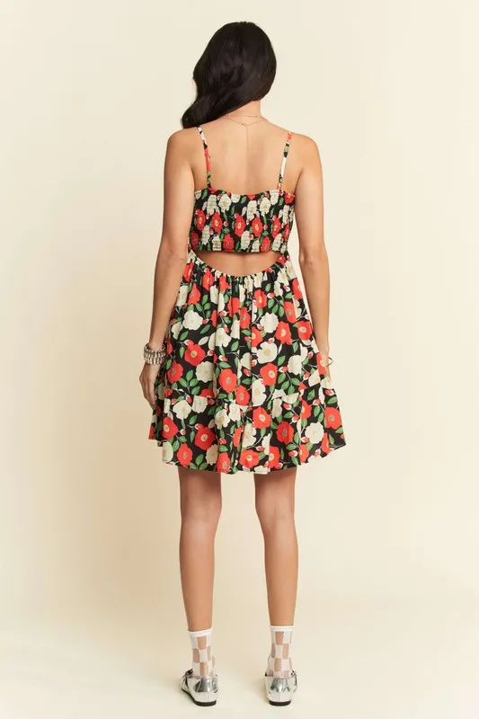 Floral Scalloped Cutout Back Mini Dress, image 7