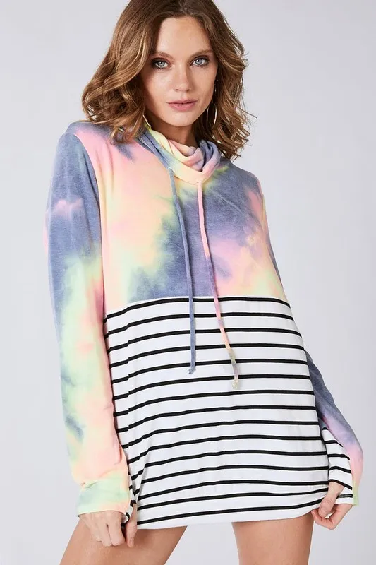 Tie Dye French Terry Cowl Neck Top, image 3