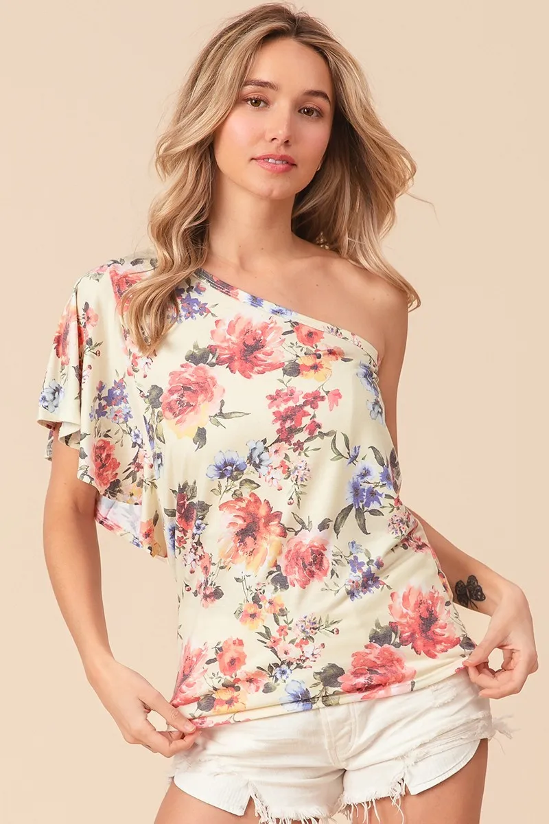 Floral Printed Jersey Knit Ruffle Sleeve Top, image 7