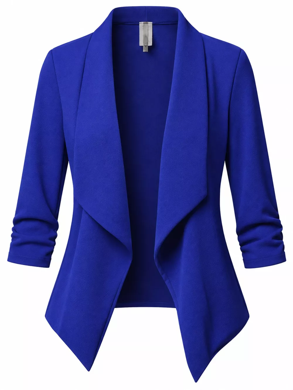 Full Size Open Front Drape Blazer with 3/4 Ruched Sleeves Plus Size, image 22