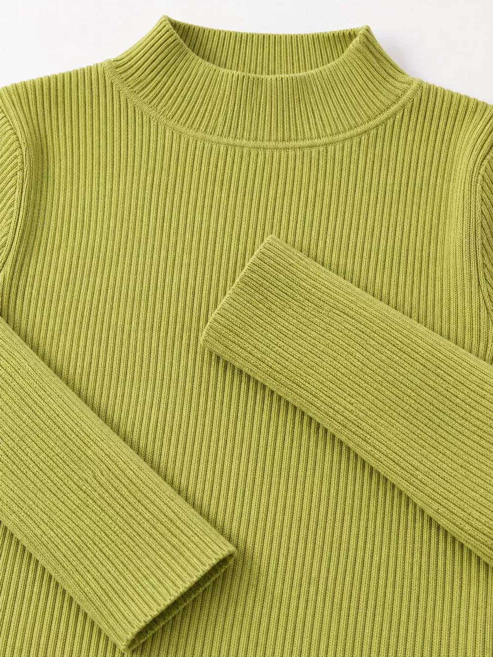 Elegant Slim-Fit Ribbed Mock Neck Knit Top, image 48