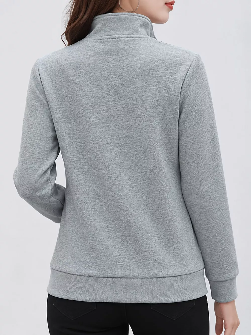 Full Size Stand-Collar Zip-Up Sweatshirt Plus Size, image 13