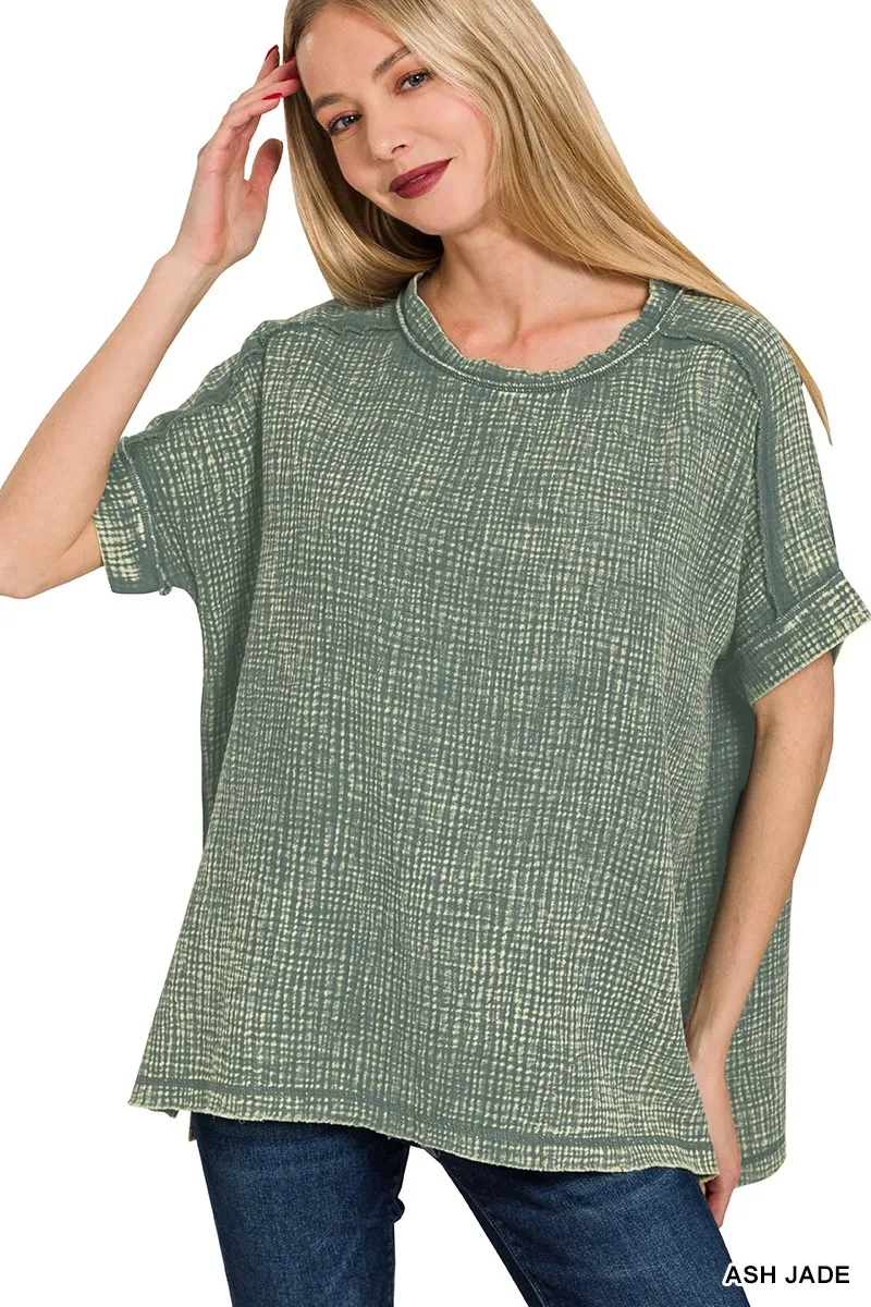 Acid Washed Double Gauze Round-neck Tee