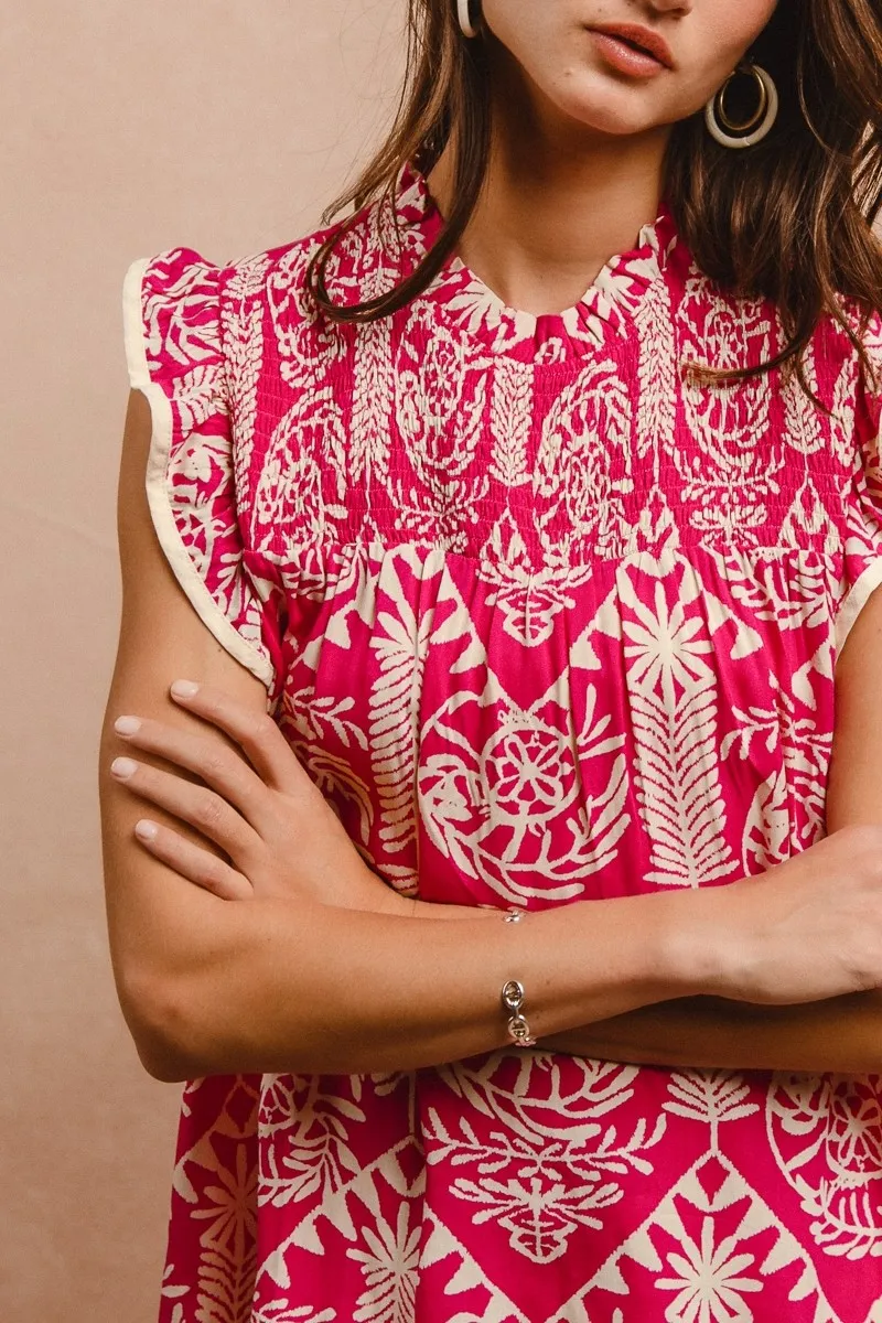 Printed Ruffle Sleeve Top, image 5