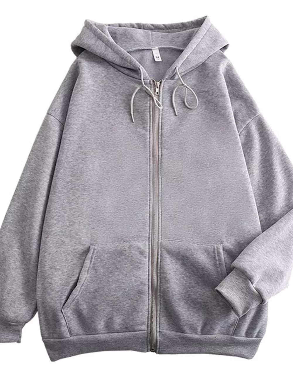 Full Size Oversized Solid Zip-Up Hoodie with Drawstring Plus Size, image 34