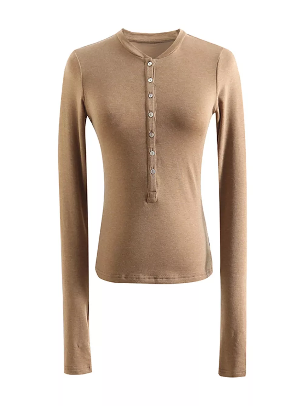 Slim-Fit Button-Down Long Sleeve Knit Top, image 12