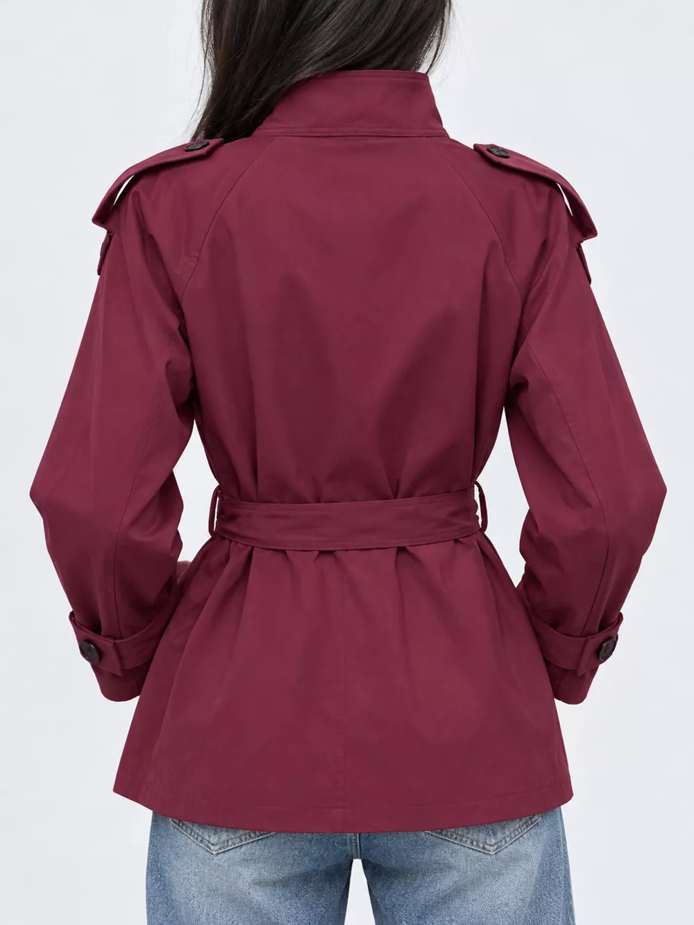 Full Size Double-Breasted Belted Trench Outerwear Plus Size, image 7
