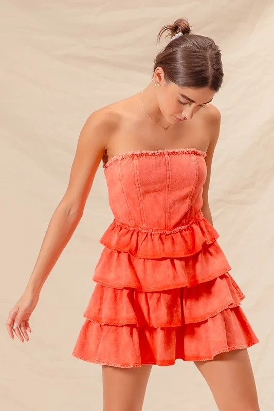Strapless Ruffle Layered Game Day Cheer Up Dress, image 5