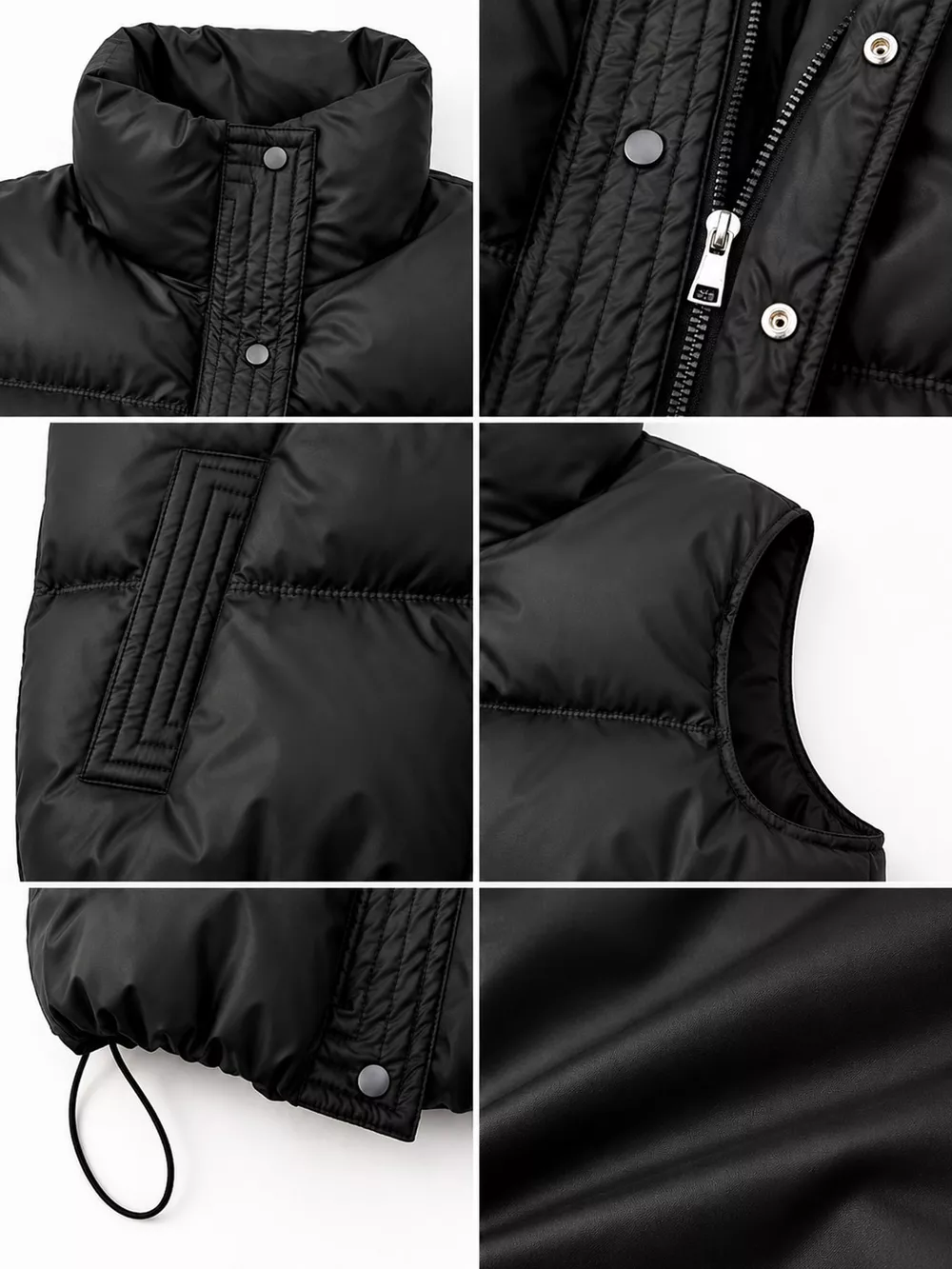 Drawstring Snap Down Puffer Vest Coat, image 5