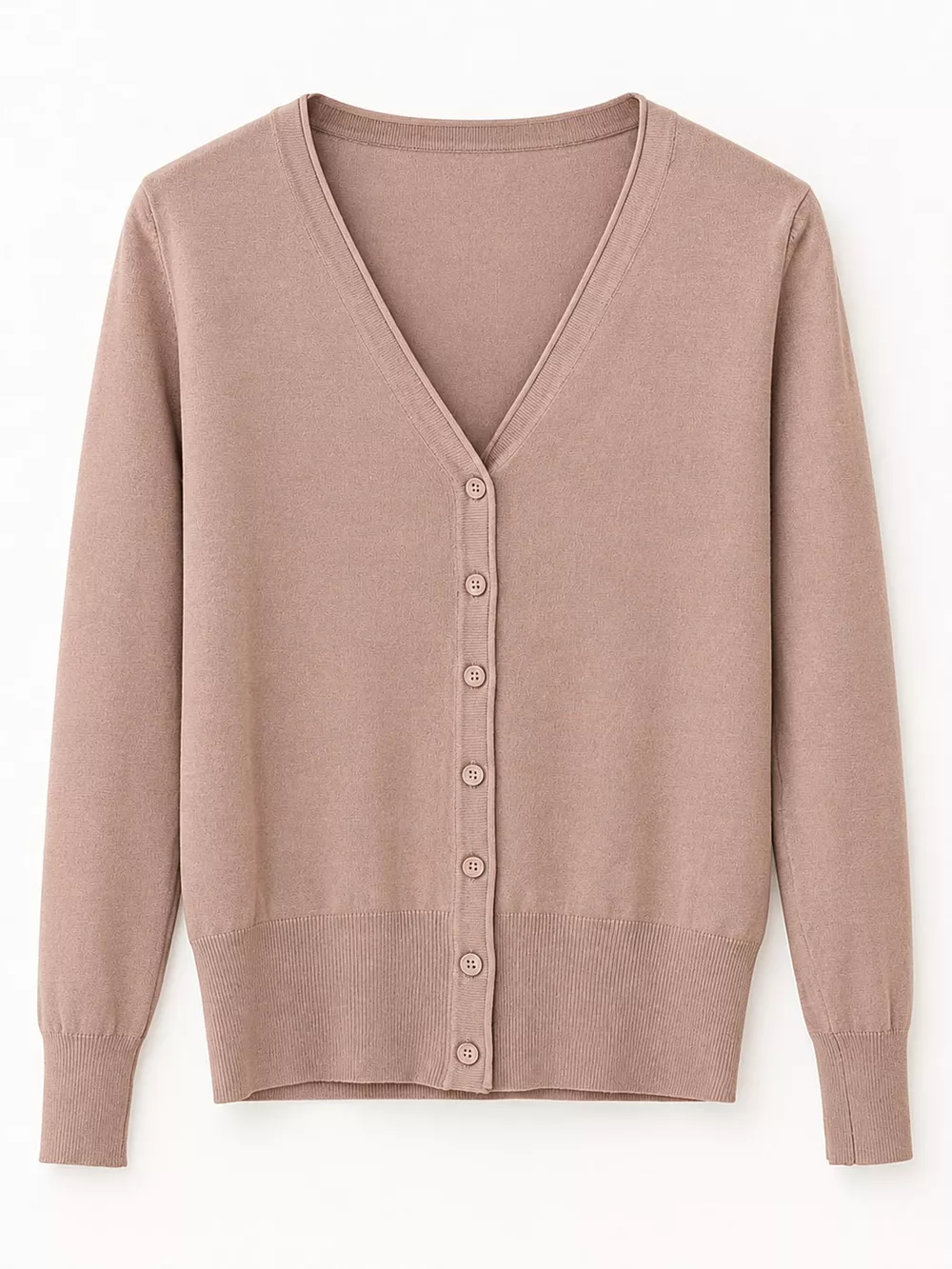 Classic V-Neck Button-Down Knit Cardigan, image 57