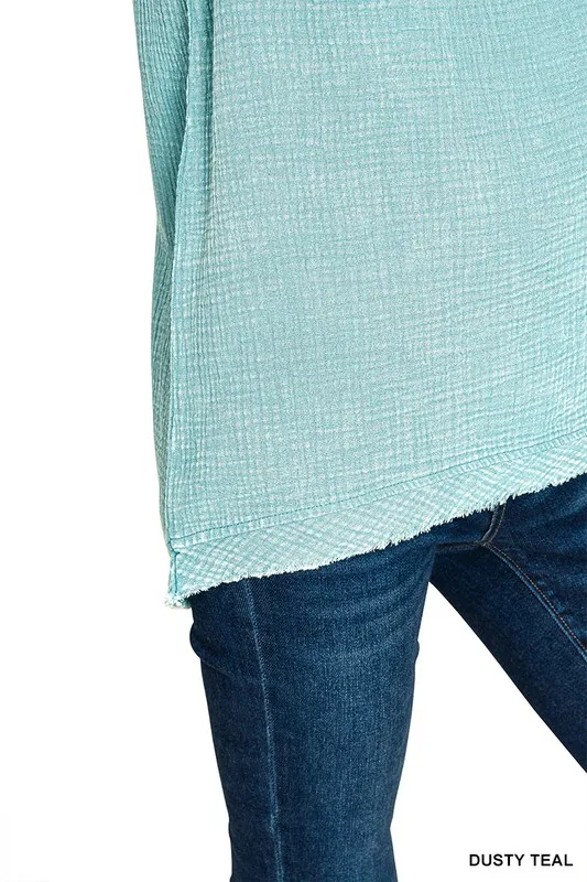 Double Gauze Raw Edge Acid Washed Tank, image 5