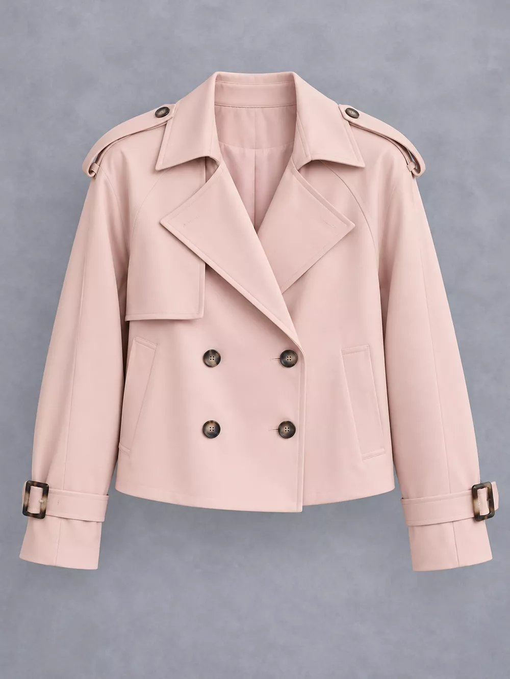 Double-Breasted Cropped Trench Outerwear, image 13