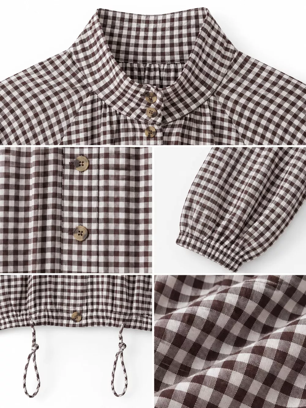 Gingham Stand-Collar Drawstring Jacket, image 5