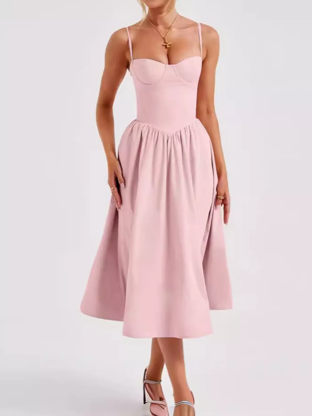 Sweetheart Neck Midi Cami Dress, image 26