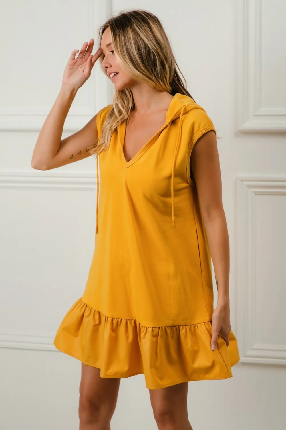 Ruffled French Terry Hooded Dress, image 6