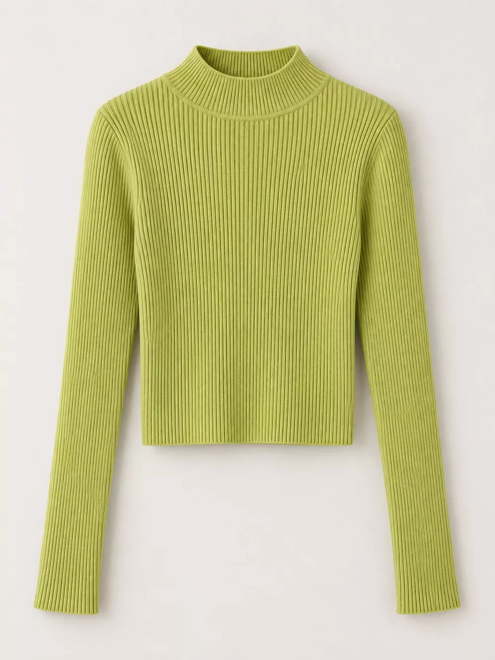 Elegant Slim-Fit Ribbed Mock Neck Knit Top, image 47