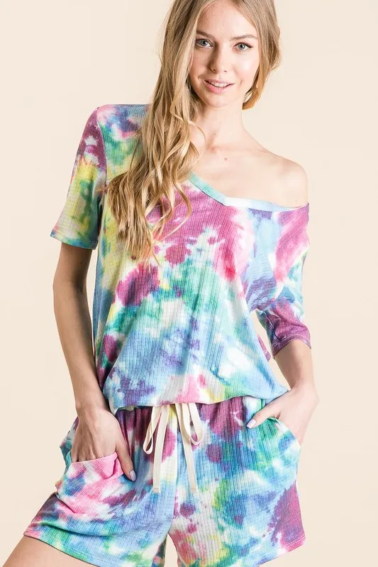 Tie Dye French Terry Casual Shorts, image 4