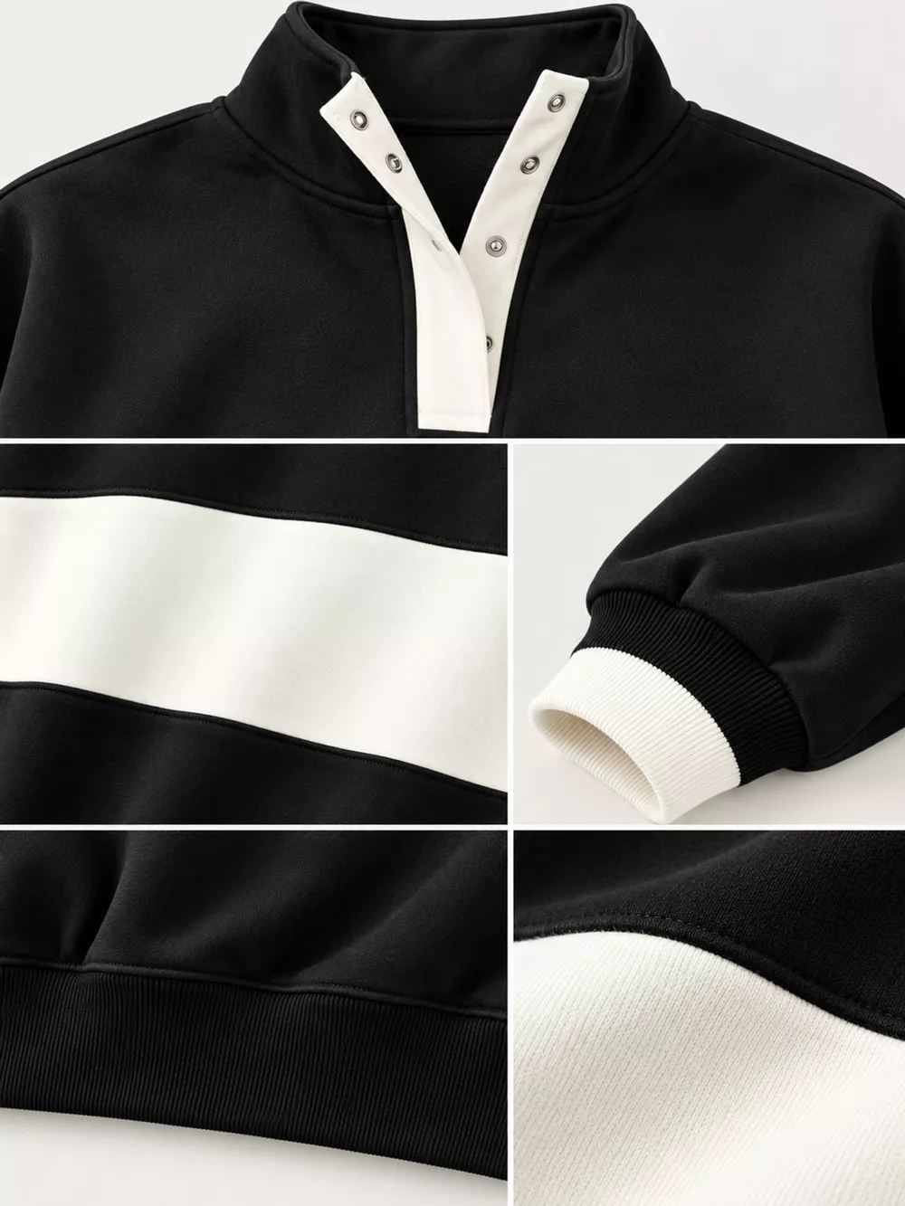 Full Size Color Block Snap-Button Sweatshirt Plus Size, image 40