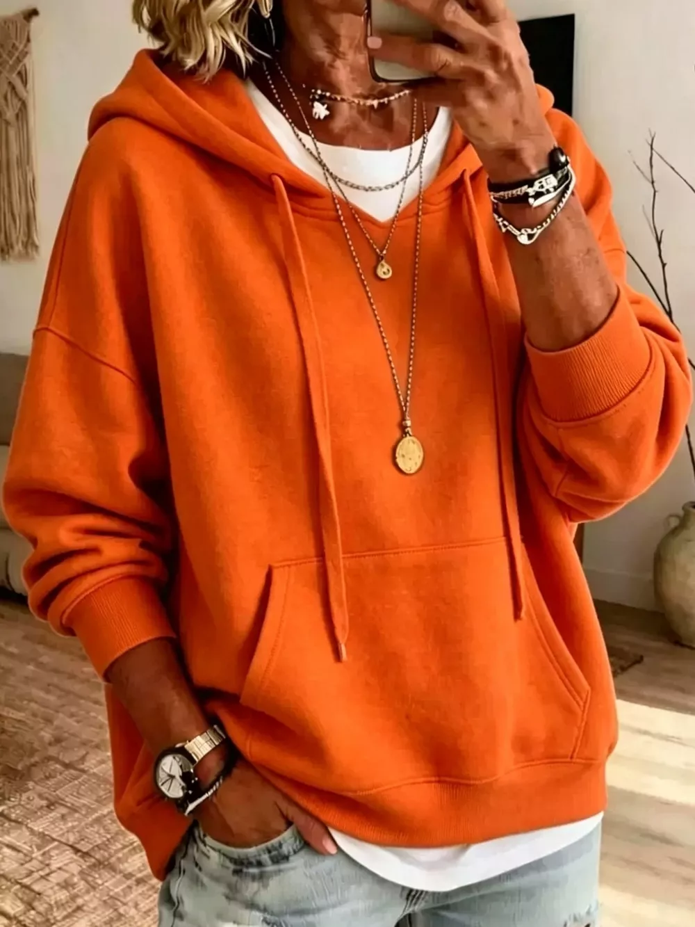 Drawstring Dropped Shoulder Hoodie, image 17