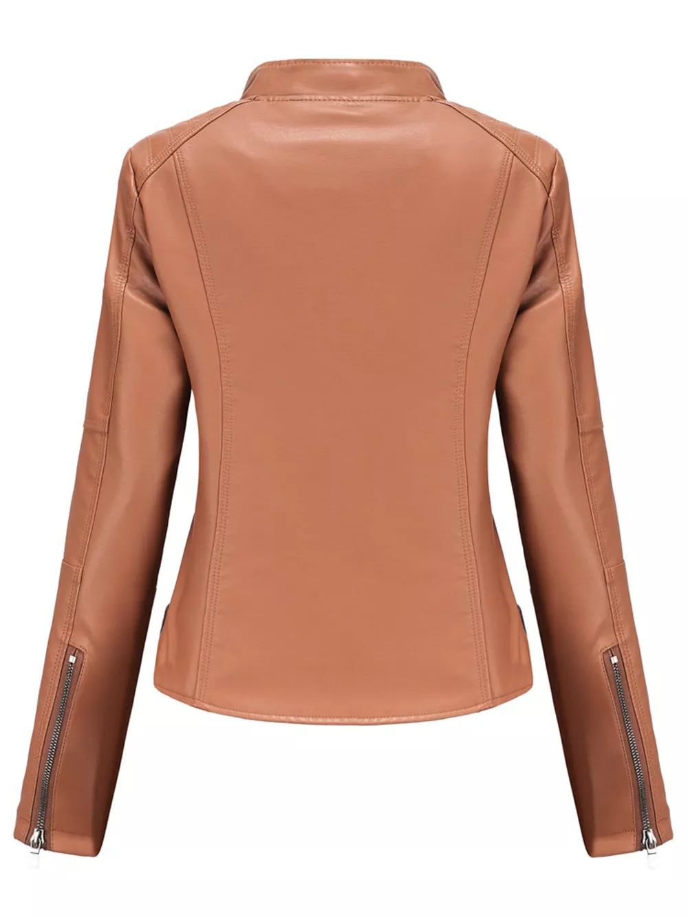 Full Size Slim Fit Faux Leather Moto Jacket Plus Size, image 18
