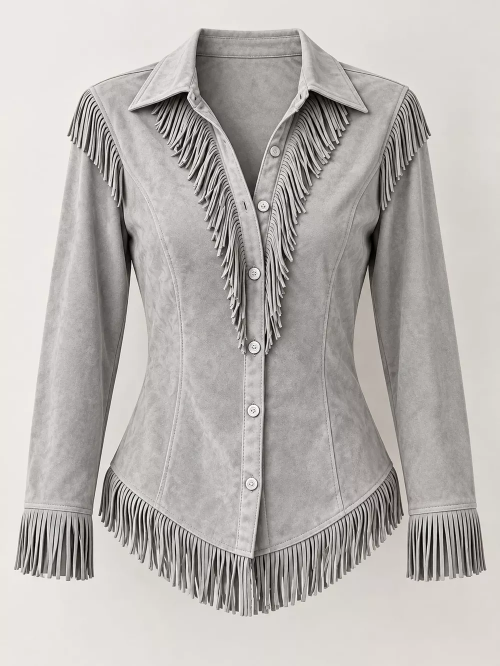 Full Size Fringed Button Up Shirt Plus Size, image 31